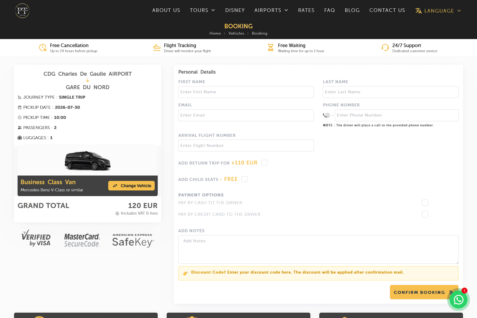 Private Transfer Easy Cab — Checkout & confirmation