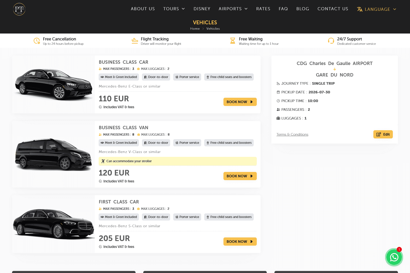 Private Transfer Easy Cab — Vehicle & fare selection